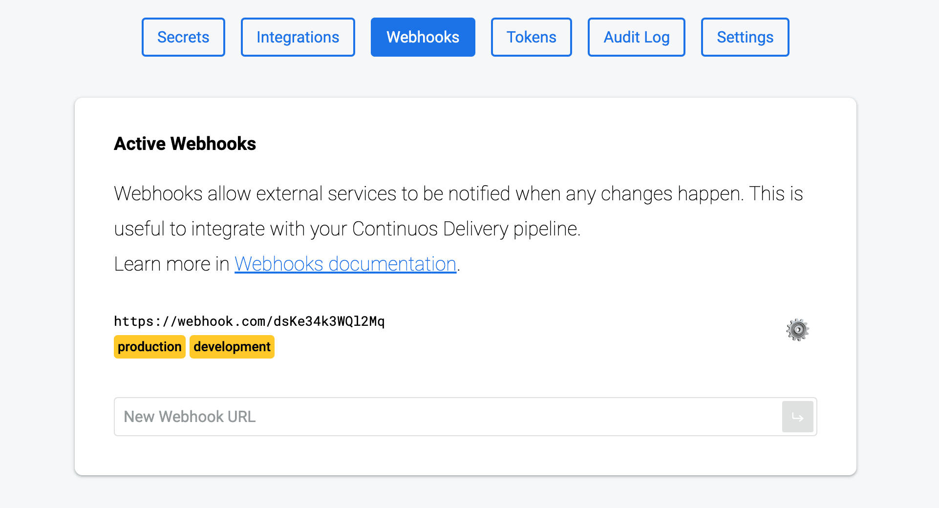 Webhook configuration for a tawbar project